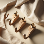 Elm Wood Coat Hooks - Set of 3