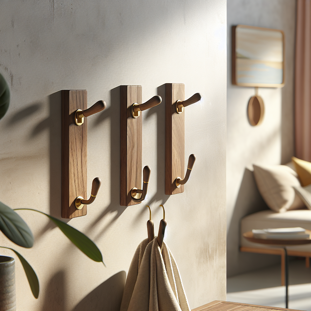 Elm Wood Coat Hooks - Set of 3