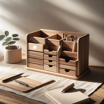 Elm Wood Desk Organiser