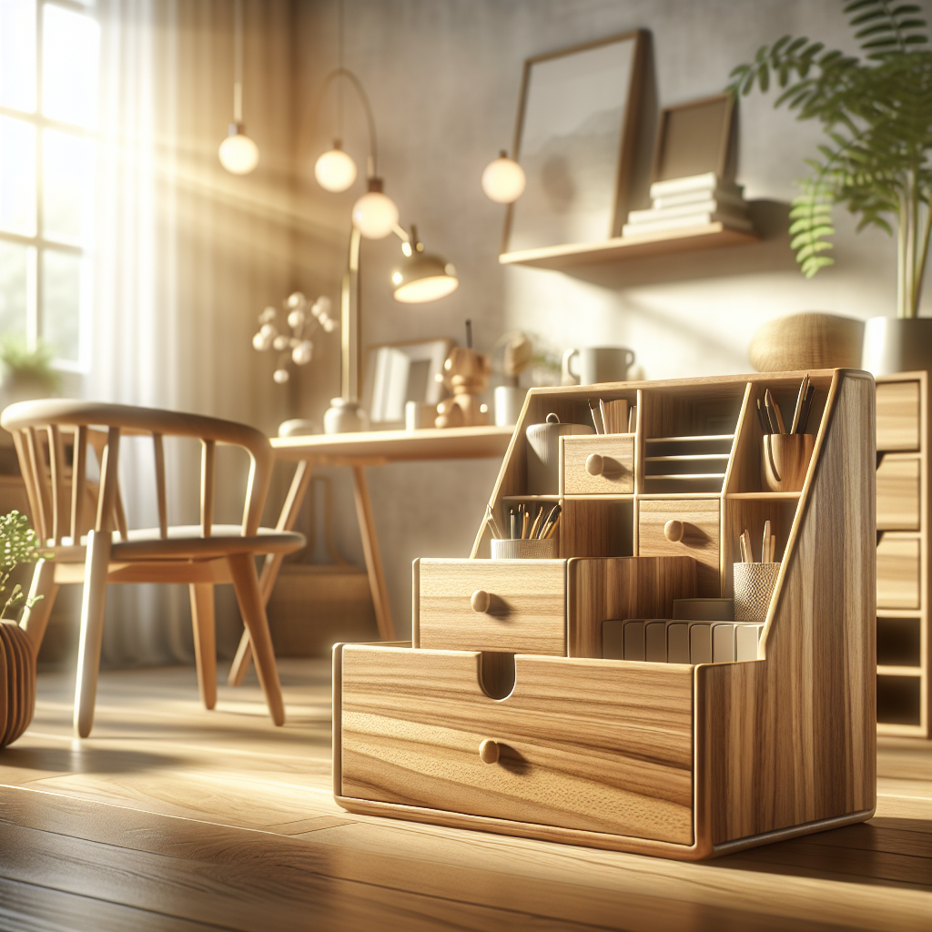 Elm Wood Desk Organiser