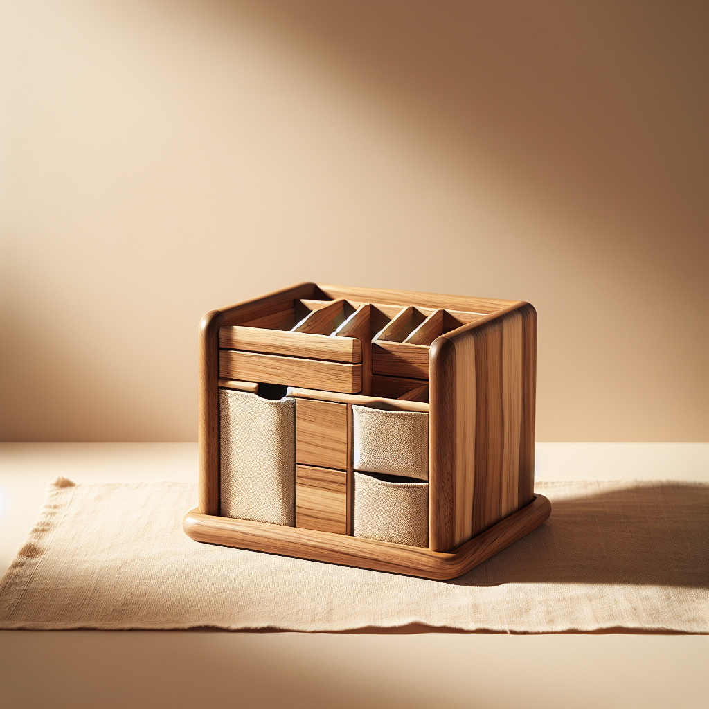 Elm Wood Desk Organiser